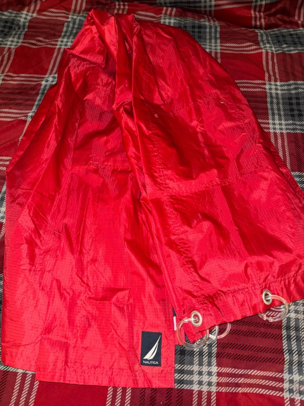 Nautica Red Shower Curtain with Metal Grommet Detail